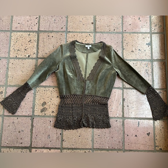 Cache Jackets & Blazers - Vintage Cache Crochet & Suede Jacket
